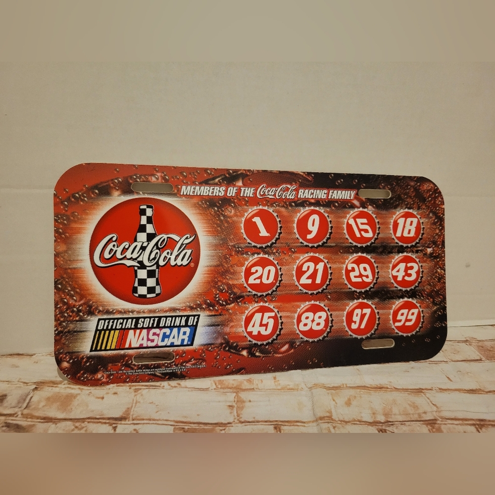 NASCAR Plastic License Plate Members of Coca-Cola Racing Family Coke Soft Drink
